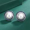 Jewelry Pearl Necklace with Diamond Colored Treasure S925 Pearl Stud Earrings Imitation Natural Pearl Collarbone Pendant