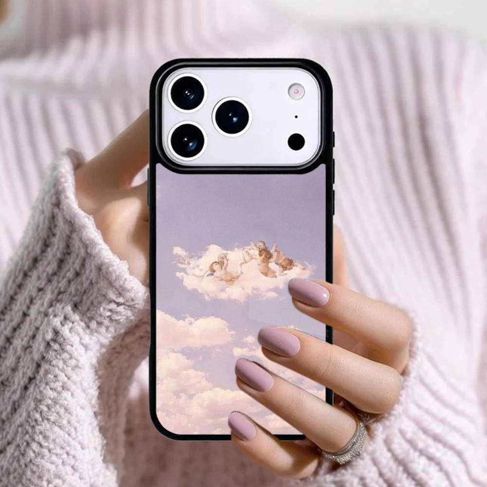 Эстетичный Чехол для Телефона с Ангелочками для Apple iPhone 17 Air 16E 15 14 Plus 13 12 11 Pro Max Mini Funda Cover