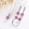 Set Jewelry Necklace Earrings Ring Diamond Ruby Rose Girl