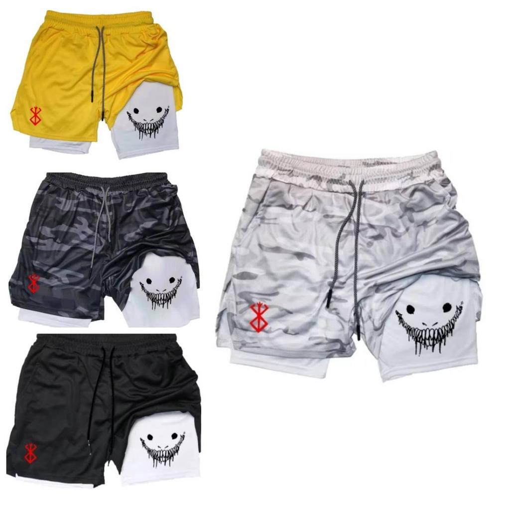Berserk Muay Thai Kick Boxing UFC MMA Mixed Marcial Art Shorts Anime Men Women Unisex Double Layer Quick Dry Breathable Sport Gym Fitness Workout