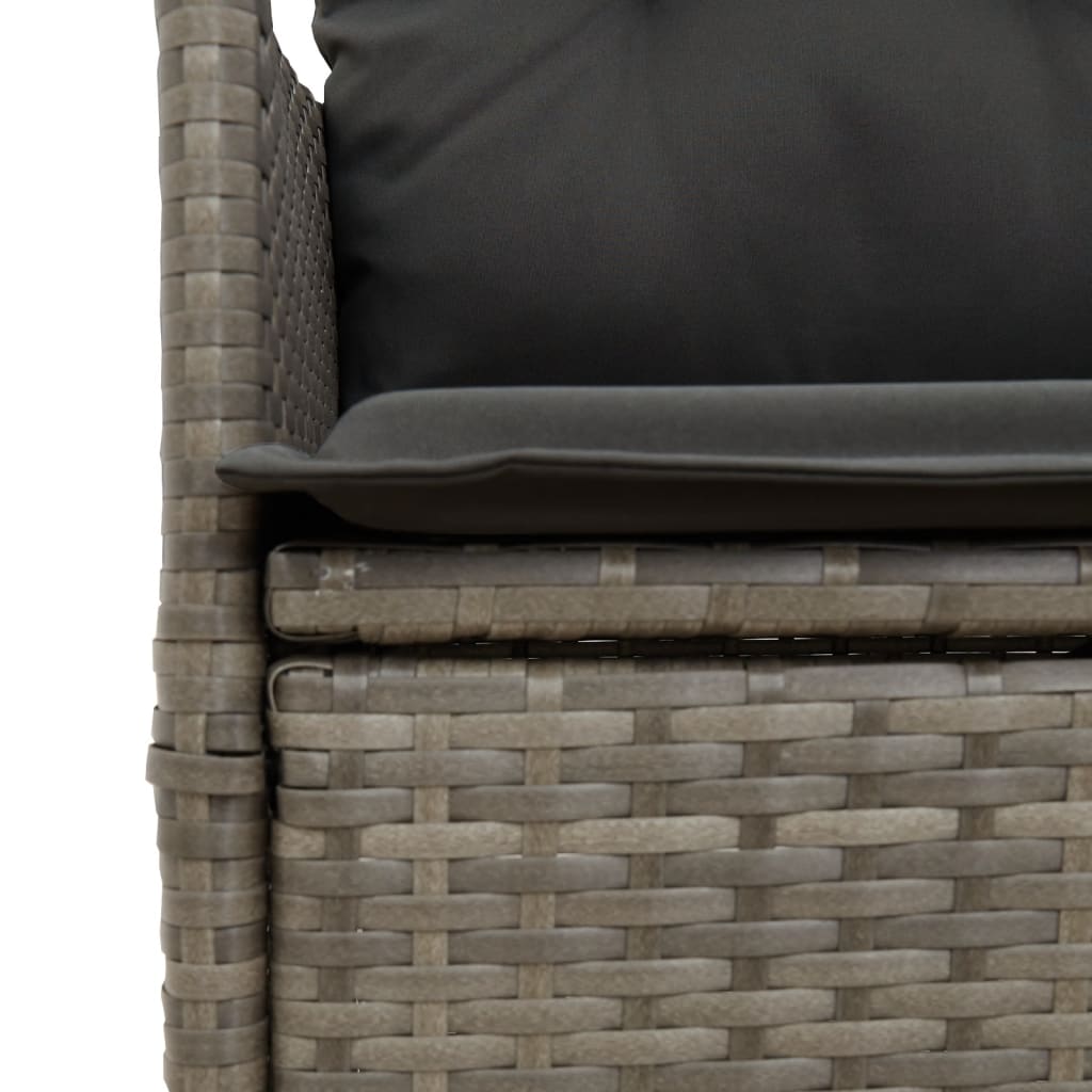 Relax Garden Chair with Adjustable Backrest and Cushions Grey Poly Rattan