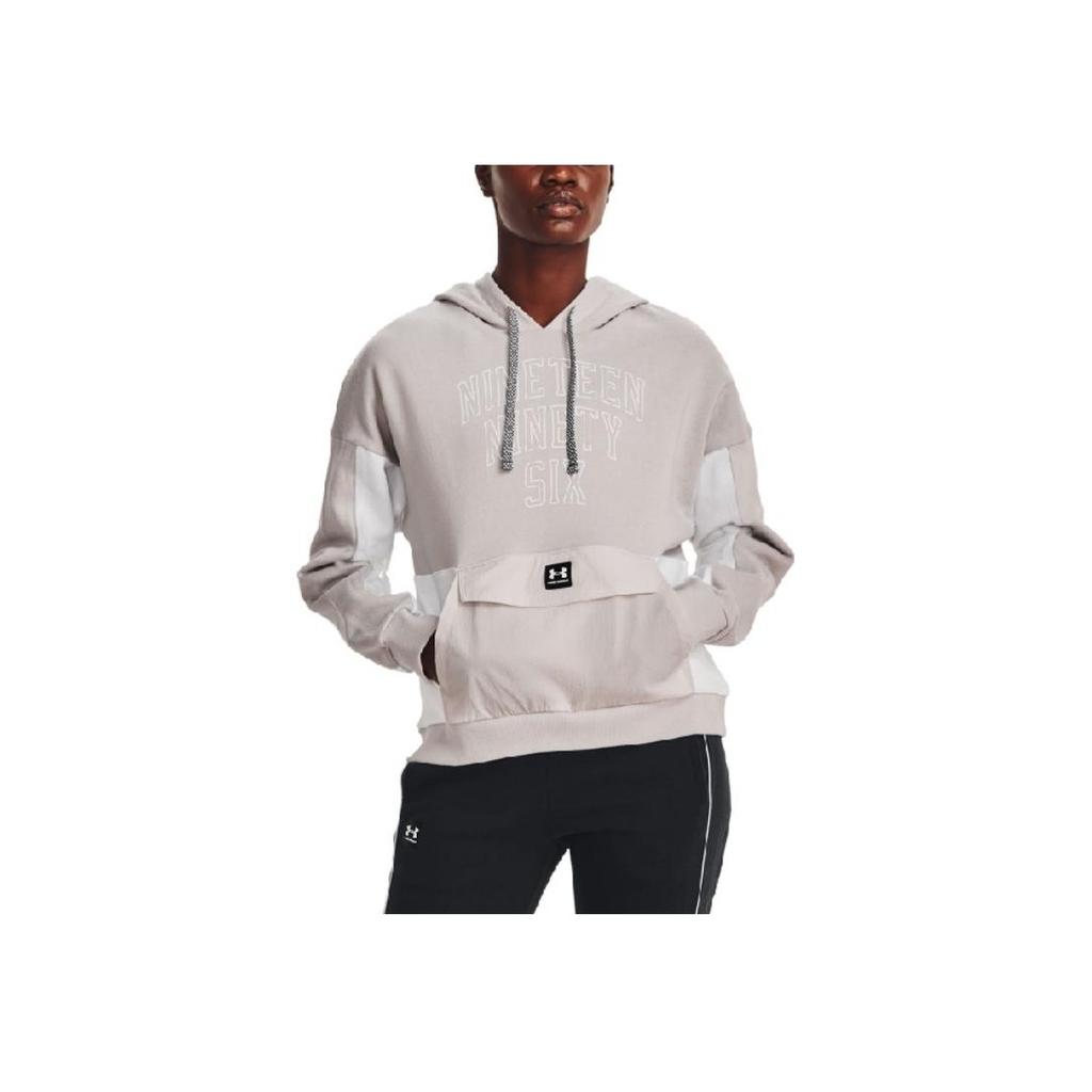 Under Armour Американские винтажные вышитые буквы с капюшоном с цветными блоками женские толстовки серо-белые 1374113-592
