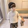 Autumn Winter Solid Color Sweater Boys Fleece Knit Pullover Kids Warm Casual Turtleneck Baby Knit Tops Children's Shirt
