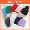 Winter Solid Color Plush Ball Knit Hat Womens Acrylic Beanie For Cozy Casual Use