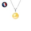 Pendant - - Genuine Cultured Pearl 9-10 Mm - White Gold - Silver Chain 42 Cm - Women