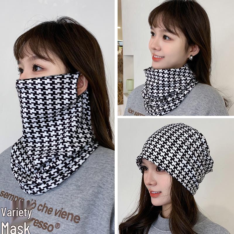 Women's Autumn & Winter Plush Face Mask Neck Protector: Windproof, Warm, and Versatile Scarf Set for Outdoor Cycling