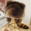 Winter Hat Cute Raccoon Shape Thermal Hat Warm Soft Comfortable Ear-covering Headwear for Adult Children