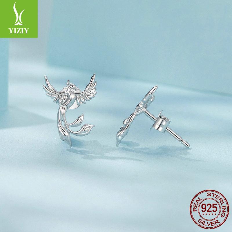 Уверенные Шарм Серьги-пусеты Феникс Серебро Женские, Элегантные Темпераментные Серебряные Серьги-пусеты S925