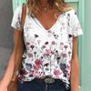 Футболки с 3D-принтом «растение-цветок», женская футболка с V-образным вырезом, короткий рукав, топ Y2k, уличная одежда Harajuku, футболка большого размера, женская одежда