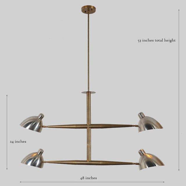 Итальянский стиль Четыре лампы латунная люстра Sputnik светильник необработанный латунный потолочный светильник