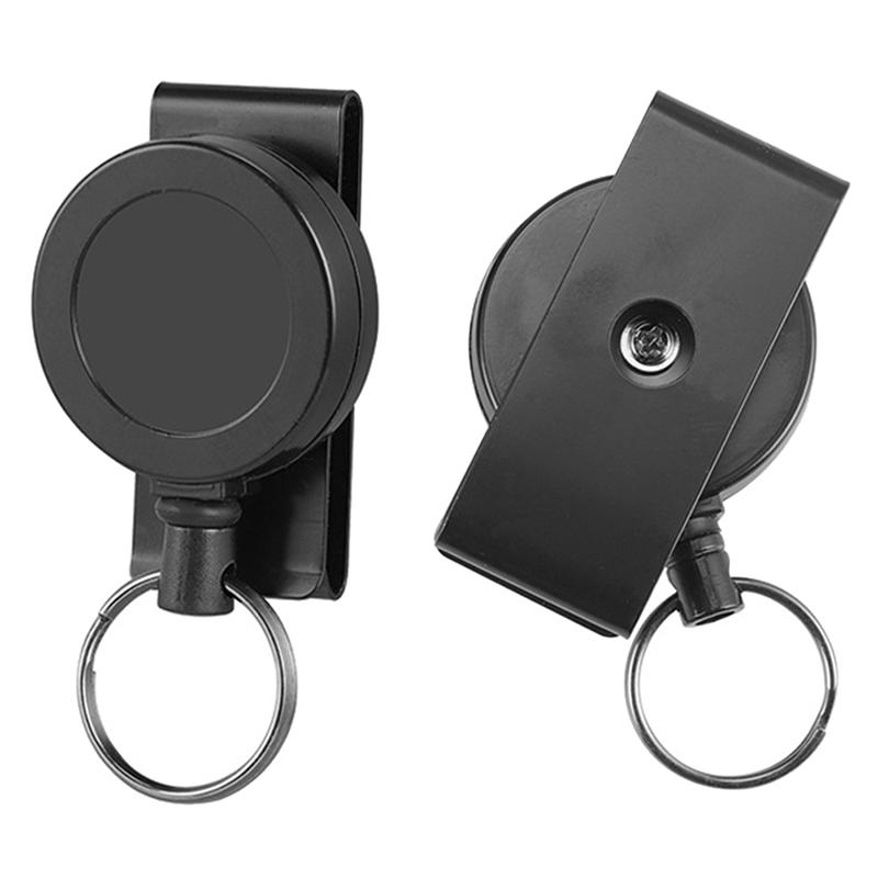 Retractable Pull Chain Reel Id Card Badge Keychain Holder Recoil Belt Clip