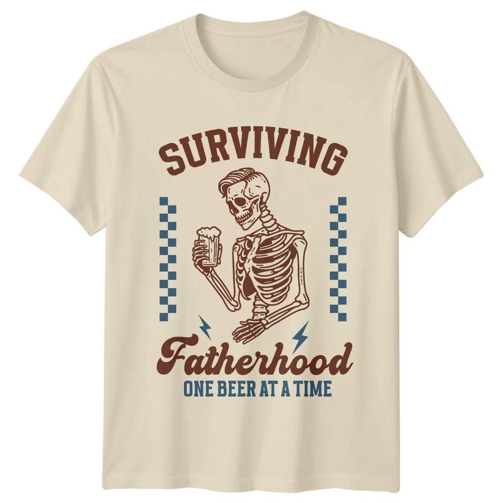 Surviving Fatherhood One Beer At A Time Skeleton Dad TShirt