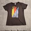 Distressed Graphic T-Shirt - Split Flag Design - Blue/White & Yellow/Red Medium
