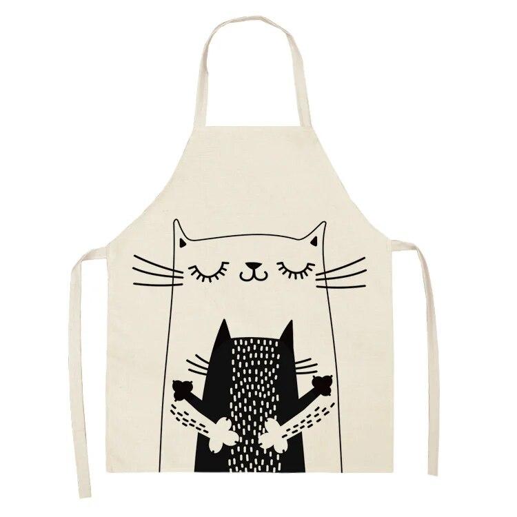 1 Pack Black Cat Pattern Men and Women Suitable for Home Dinner Kitchen Cooking Apron Cleaning Apron Anti-fouling