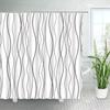 Black and White Striped Shower Curtains Modern Minimalist Geometric Lines Polyester Fabric Bathroom Decor Cloth Bath Curtain Set
