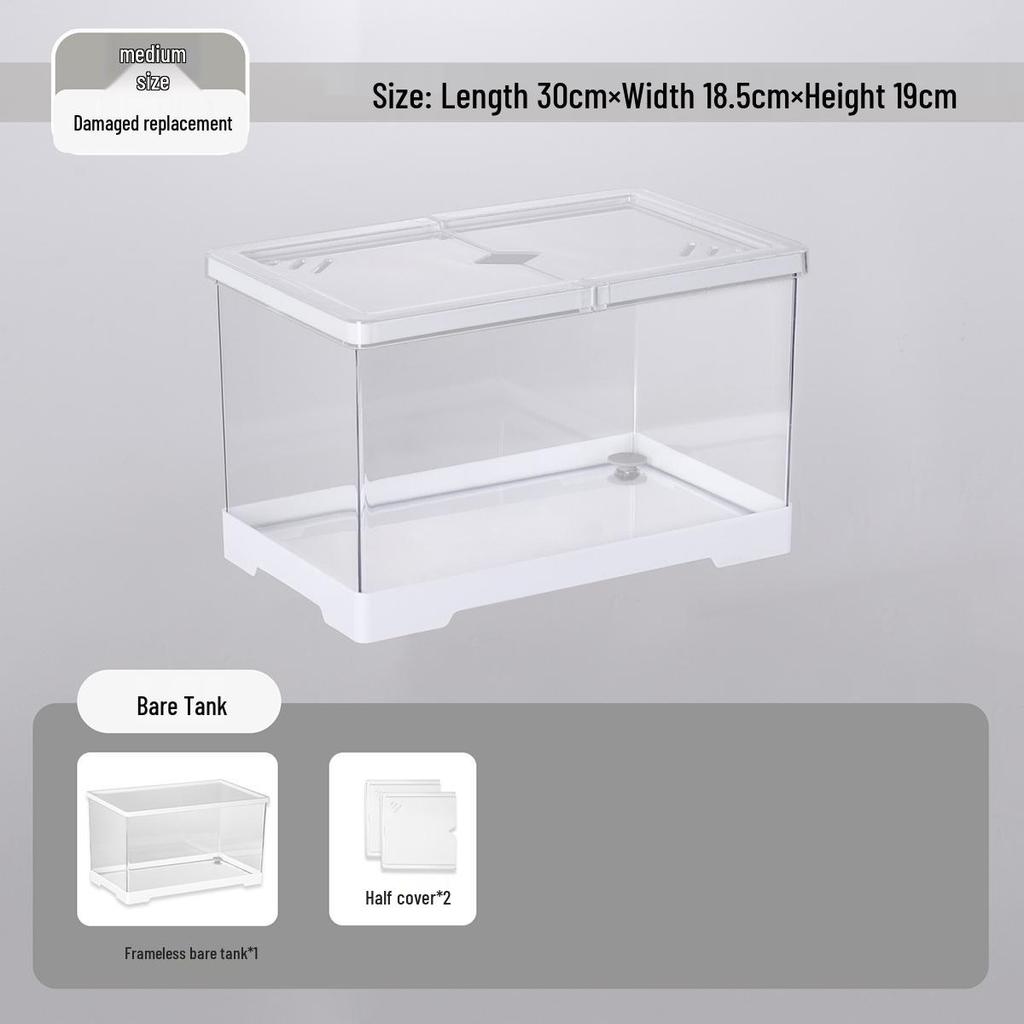 Компактный террариум для черепахи с платформой для обогрева - Элегантная настольная среда обитания с крышкой для экологичной гостиной