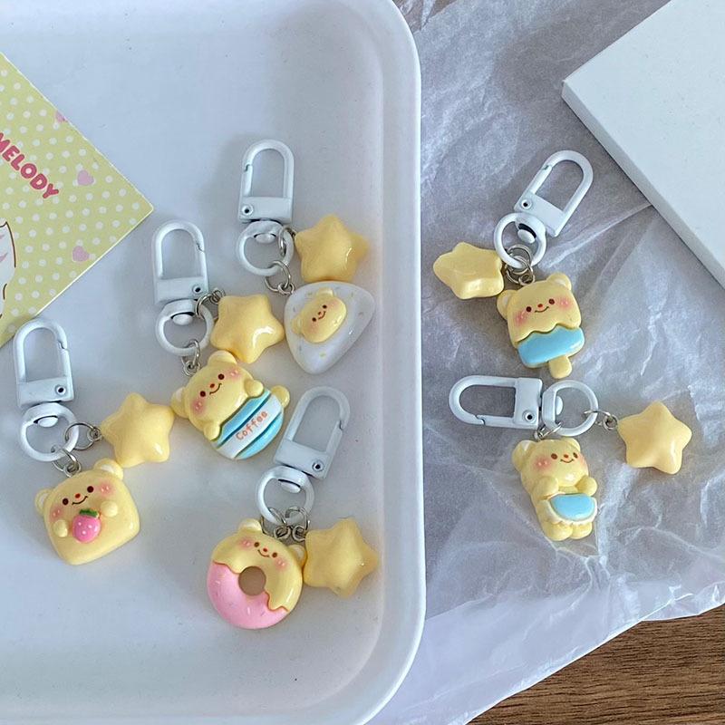 Милая пентаграмма звезда масло медведь брелки сумка кулон мультфильм брелок ювелирные изделия женский рюкзак подвески декор аксессуары