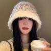 Японская плюшевая вязаная шапка-рыбачка для женщин на осень и зиму, в корейском стиле, маленькая шляпа-ведро, подчеркивающая лицо, теплая и непродуваемая, шерстяная шапка, модная