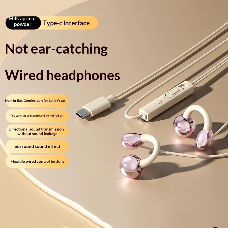 Проводные наушники с клипсой Type-C и 3,5 мм, с проводным управлением, Hi-Fi звук, спортивные вкладыши, игровые гарнитуры, наушники с HD-микрофоном