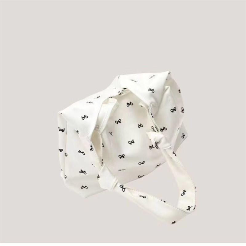JIAERDI Retro Casual Bow Print Canvas Bag Purse Women Portable Large Capacity Tote Bag Female Shopping Canvas Shoulder Bags New
