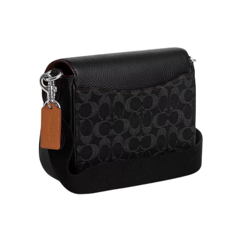 Coach Amelia 24 Snap Internal Multi-Functional Pocket Signature Denim Medium Shoulder Crossbody Bag Women bags Silver Black CQ185-SVBK