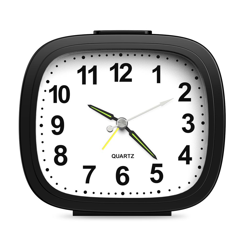ORIA Бесшумные будильники, прикроватные, не тикающие, работающие от батареек, настольные часы со светящимися аналоговыми часами для крепко спящих людей, для путешествий