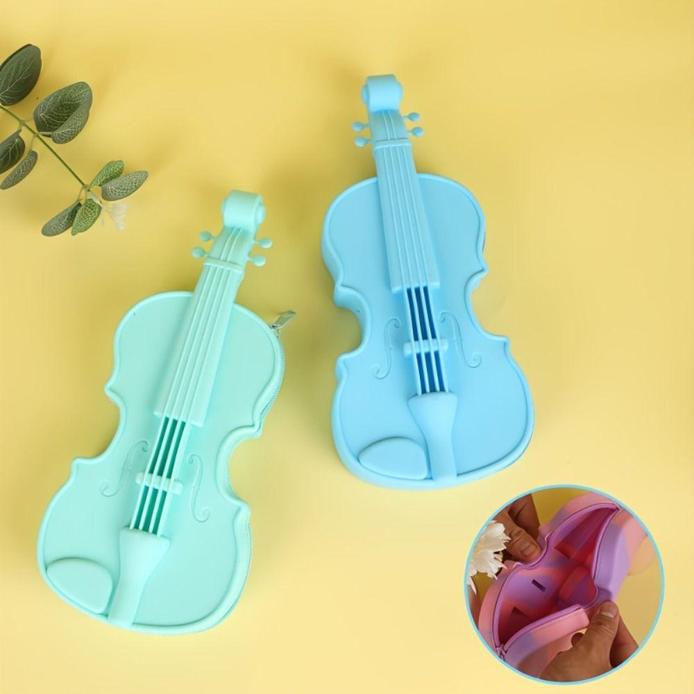 Cute Design Musical Note Cutouts Lightweight Silicone Pen Box Gift Music Lovers Daily Storage