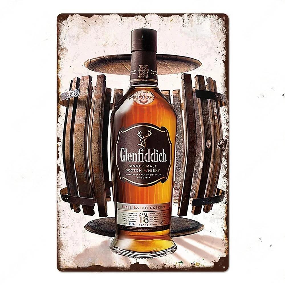 Vintage Bar Whisky Plaque Metal Club Tin Metal Logo Badge Girl Decor Garage Club Bar Men's Cave Bar Cafe Wall Decoration