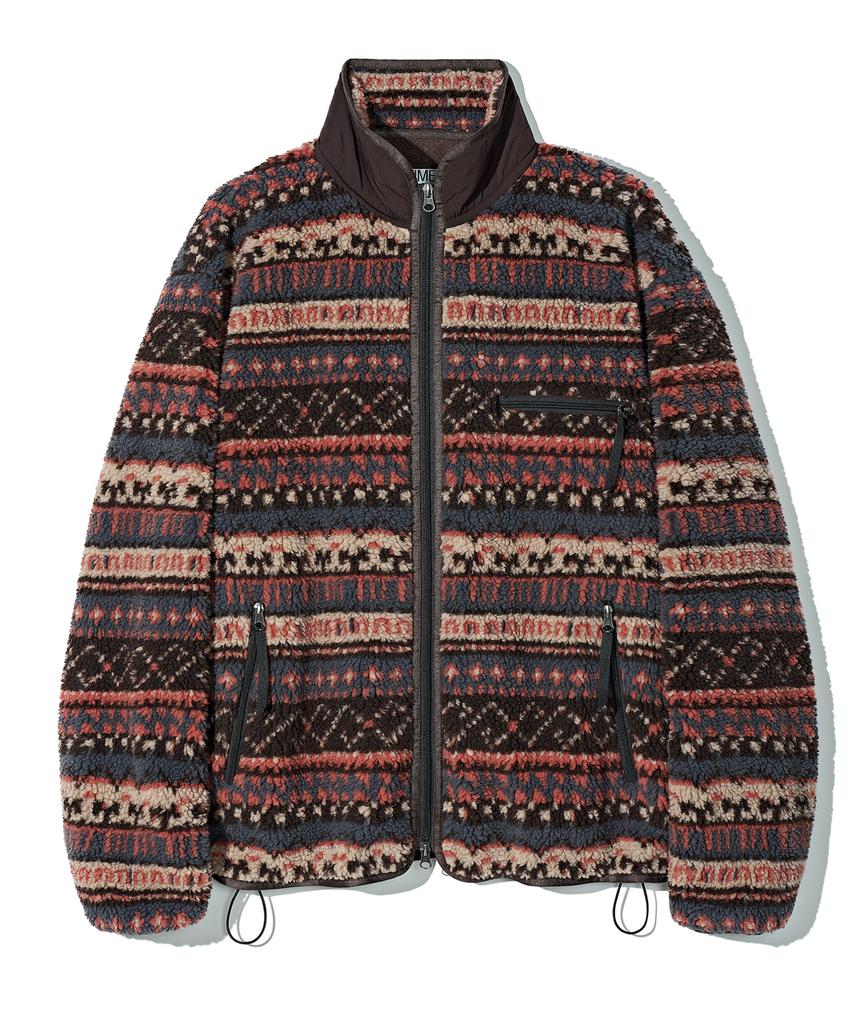Куртка-толстовка Partimento Fair Isle с молнией, флис, коричневая