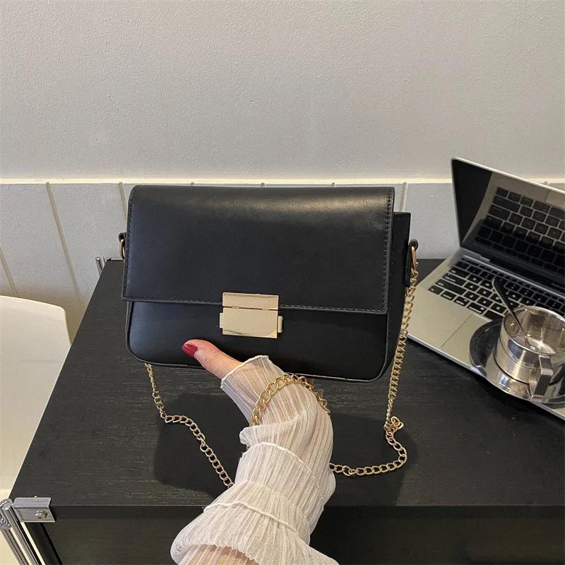 Small Square Crossbody Bag for Women Monochromatic Simple Chain of Fashion Versatile Bag