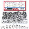 256pcs 304 Stainless Steel Wire Rope Cable Thimbles Combo and Aluminum Crimping Loop Sleeve Assortment Kit Wire Rope Cable T
