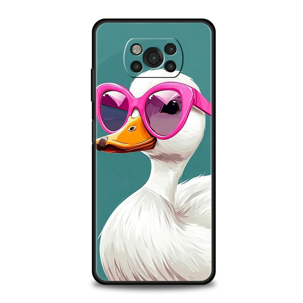 Чехол для телефона для Xiaomi Poco F7 F6 F5 F4 F3 X7 X6 X5 X4 X3 NFC M4 C51 C55 GT 5G Мягкий ТПУ Чехол Capas Смешная Дерущаяся Утка Курица