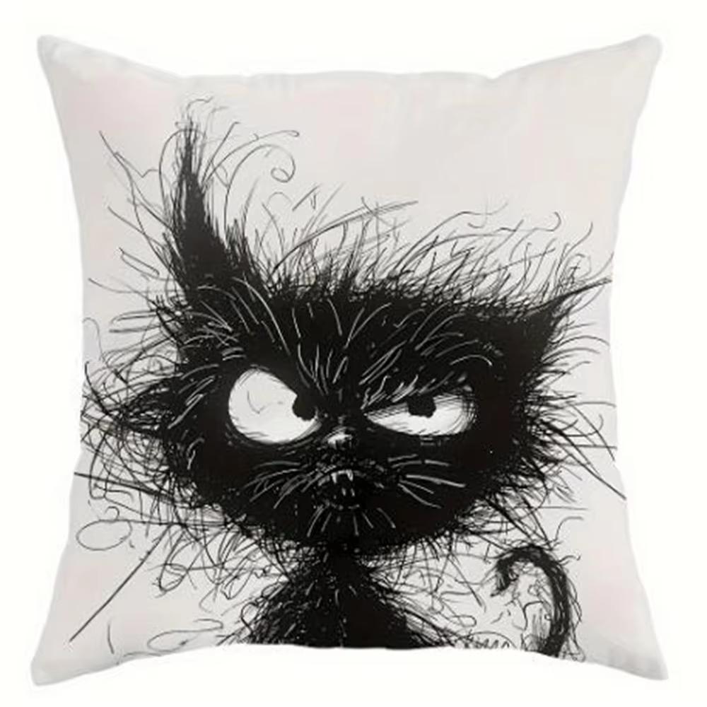 Modern Style Pillowcase | Fantasy Cat Design | Machine Washable | Suitable For Multi-Room Decoration (Flat Print)