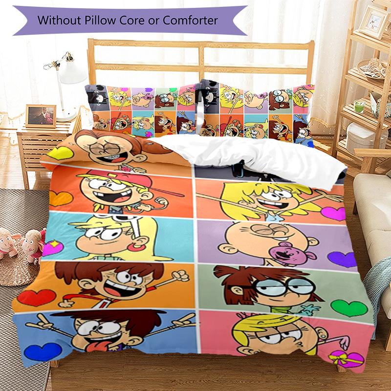 Loud House 3pcs Bedding Set Duvet Cover Closure Includes 1 Duvet Cover & 2 Pillowcases for All Seasons Bedroom Home Dorm Decor
