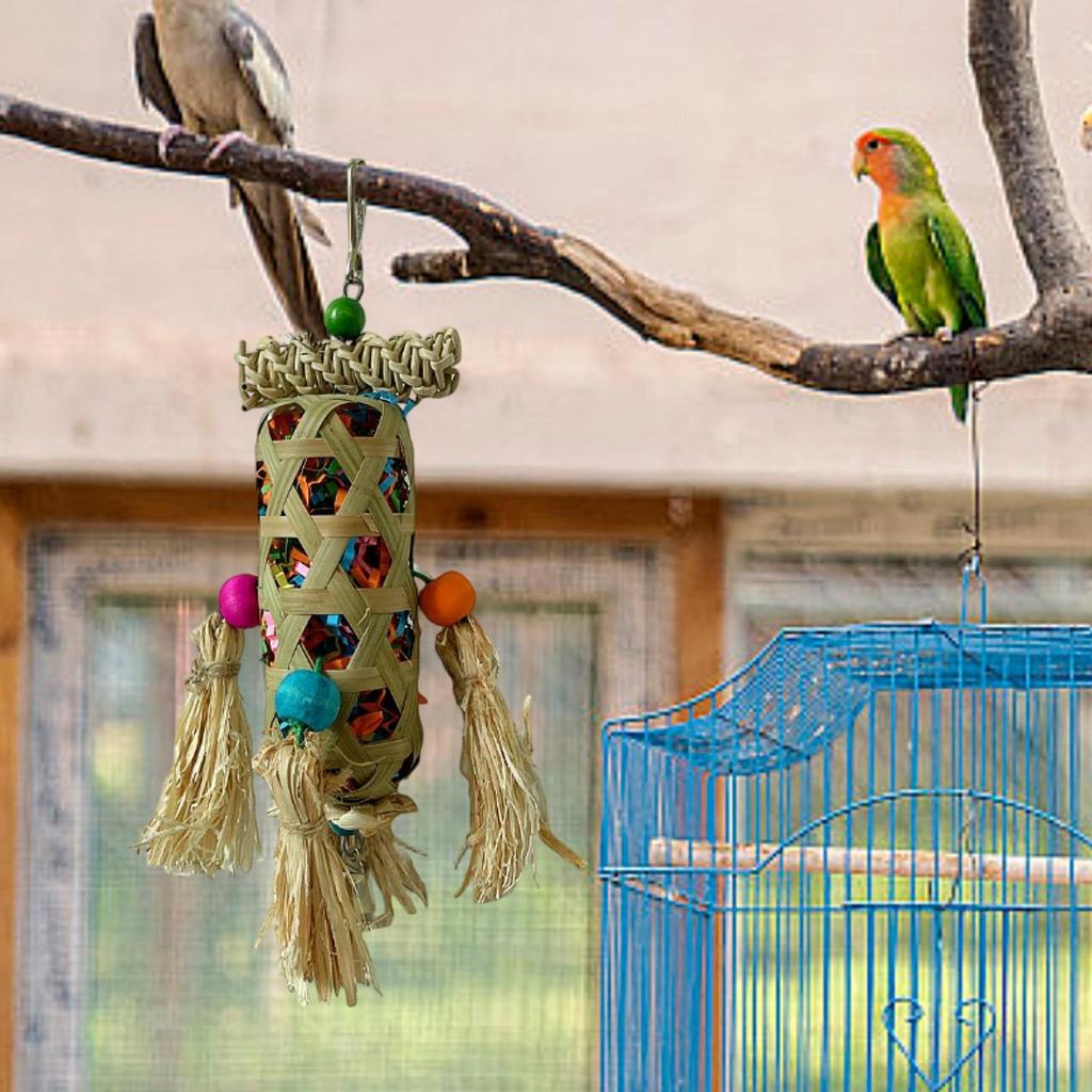 Parrot Hanging Bite Wooden Colorful Shredding Crinkles Parrot Chewing Toys Bird Cage Toy for Conures Cockatiels Parakeets