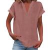 Women's Fashion Casual Solid Colour V-Neck Short Sleeve Button Down Shirt T-Shirt Top