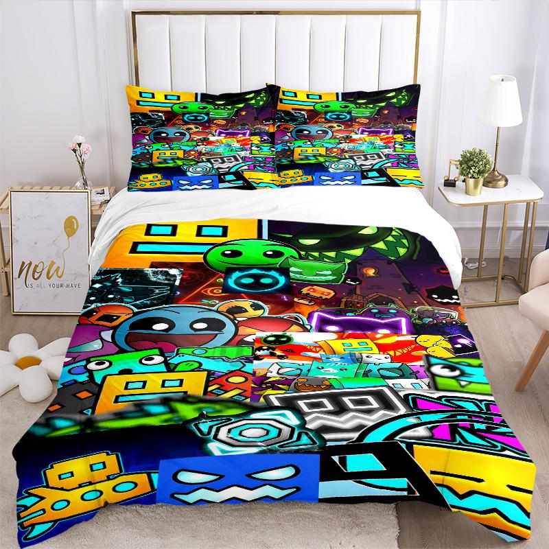 Colorful Cartoon Characters Print 3Pcs Bedding Setduvet Cover With 2 Bedropillowcase Home Birthday Gift