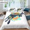 Пододеяльник Кенгуру Полиэстер Бохо Черепаха Рыба Красочный Тай-Дай Покрывало Пейсли Животная Тема Комплект Постельного Белья Размер Квин Кинг