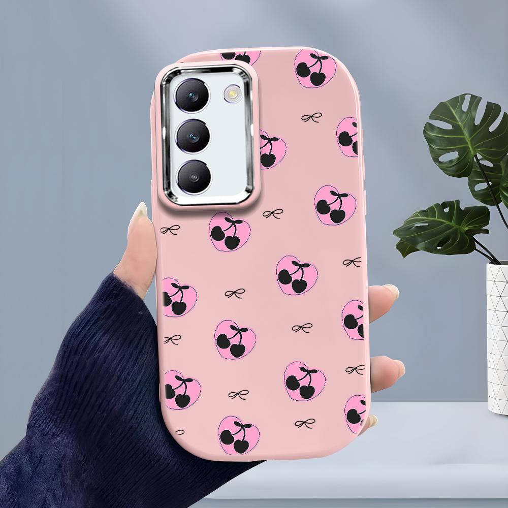 Для OPPO A18 A38 A54 A60 A96 Reno12 F 8T 8Z Vivo V30 V40 Y15s Y22 Y27 Y30 Y36 Love Cherry Design Мягкий силиконовый чехол цвета конфет, противоударный