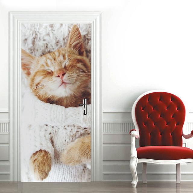 Door Tiger Animal Pvc Sticker Diy Adhesive Waterproof Wallpaper For Doors Living Room Bedroom Poster Home Decor Deursticker