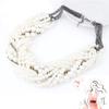 Hot Chunky Statement Winding Multiple Layer Rhinestone Simulated Pearl Necklace