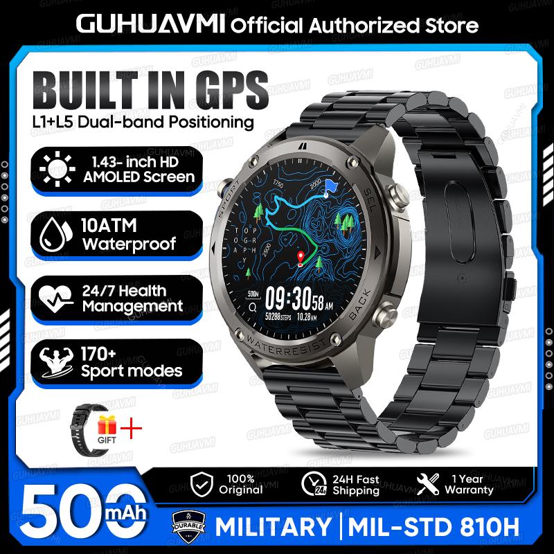 Новые Военные GPS Умные Часы T-REX3 Ultra 1,43-дюймовые AMOLED С двухдиапазонным GPS Компас Высотомер BT Звонки 10ATM Для плавания Умные Часы Мужские