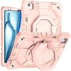 IPad Air 13-inch M3 M4 Case With 360 Rotating Stand Shockproof PC Silicone Hybrid Cover Hand Strap Carry Handle