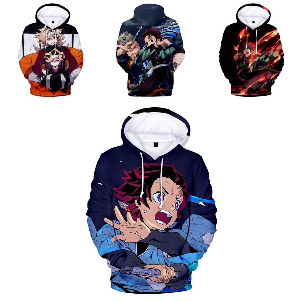 Яркая толстовка с 3D-принтом Demon Slayer Kimetsu No Yaiba для повседневной носки
