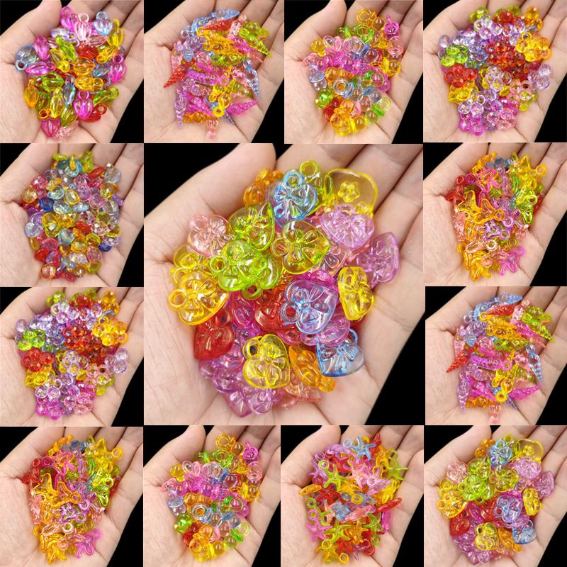 Creative Mixed Colours Necklace Bracelet Pendant For Jewelry Making Transparent DIY Crafts Wholesale Loose Beads 20/40Pcs Drop Heart Arrow