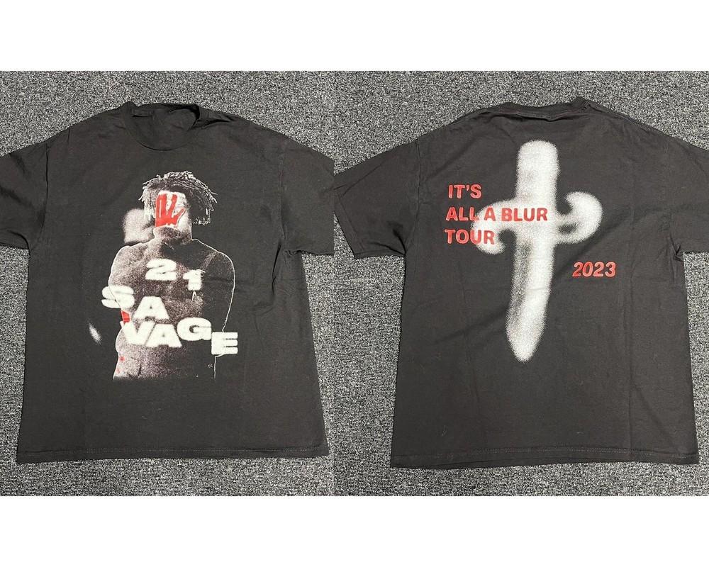 VTG 1Drake 21Savage Slaughter Gang Its All a Blur Tour Merch Shirt Unisex S-5XL