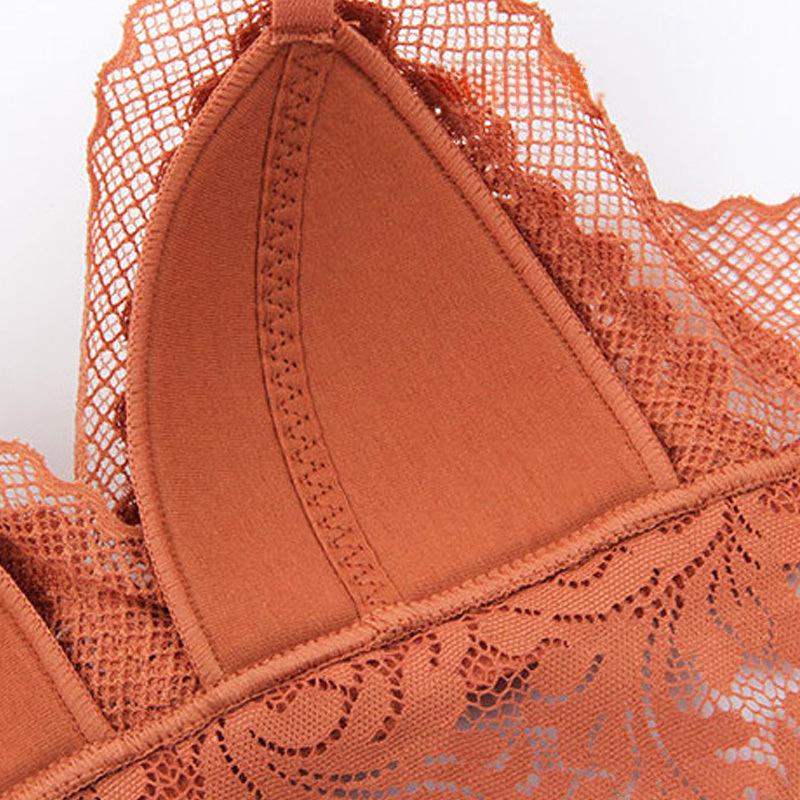 Комплект ультратонкого бесшовного треугольного бюстгальтера из французского кружева - Удобный, Дышащий, Сексуальный пуш-ап дизайн