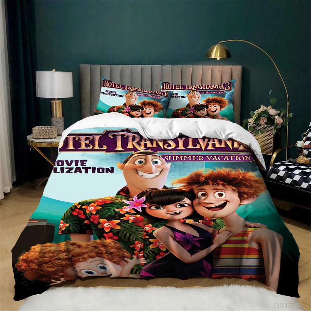 Duvet Cover Set 3pcs Bedding Hotel Tran-sylvania Duvet Cover Full Size Lightweight Comforter Quilt Cover with 2 Pillow Shams