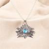 Natural Swiss Blue Topaz Gemstone Handmade 925 SterlingSilver Lotus Pendant1.71" CP-23-2