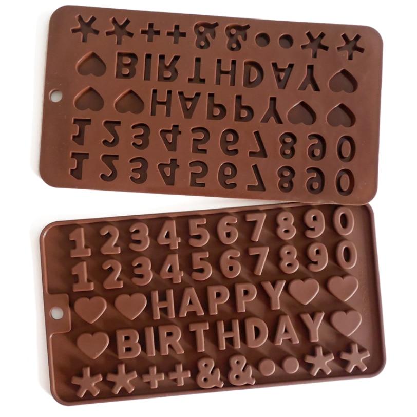 Forma Silicon Happy Birthday Letters and Numbers Mold 21x11 cm Chocolate/Fondant Mold Non-Stick Reusable Extreme Temperature Resistant